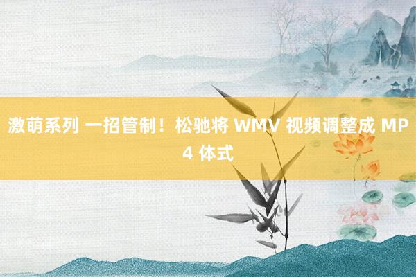 激萌系列 一招管制！松驰将 WMV 视频调整成 MP4 体式