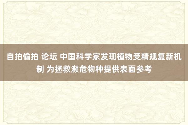 自拍偷拍 论坛 中国科学家发现植物受精规复新机制 为拯救濒危物种提供表面参考