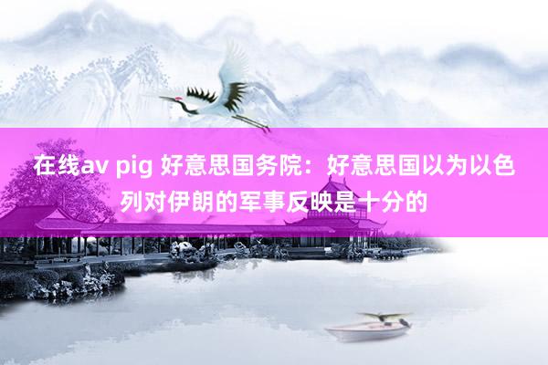 在线av pig 好意思国务院：好意思国以为以色列对伊朗的军事反映是十分的