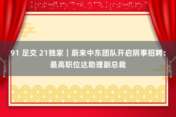 91 足交 21独家｜蔚来中东团队开启阴事招聘：最高职位达助理副总裁