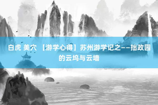 白虎 美穴 【游学心得】苏州游学记之——拙政园的云坞与云墙