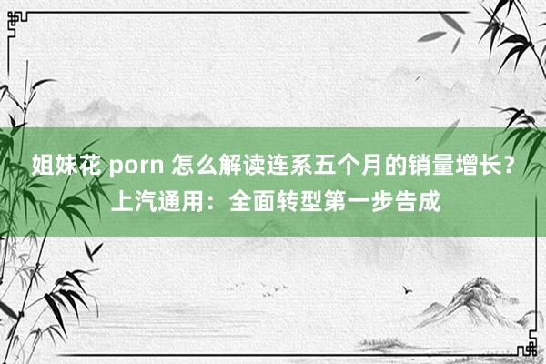 姐妹花 porn 怎么解读连系五个月的销量增长？ 上汽通用：全面转型第一步告成