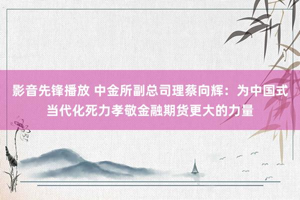 影音先锋播放 中金所副总司理蔡向辉：为中国式当代化死力孝敬金融期货更大的力量