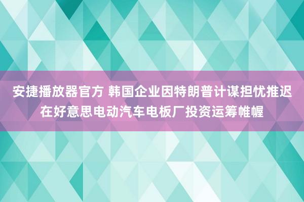 安捷播放器官方 韩国企业因特朗普计谋担忧推迟在好意思电动汽车电板厂投资运筹帷幄