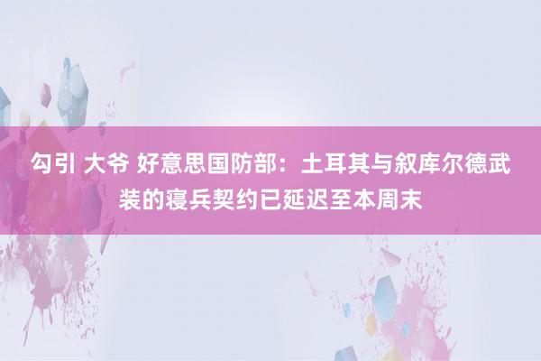 勾引 大爷 好意思国防部：土耳其与叙库尔德武装的寝兵契约已延迟至本周末