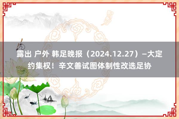 露出 户外 韩足晚报（2024.12.27）—大定约集权！辛文善试图体制性改选足协