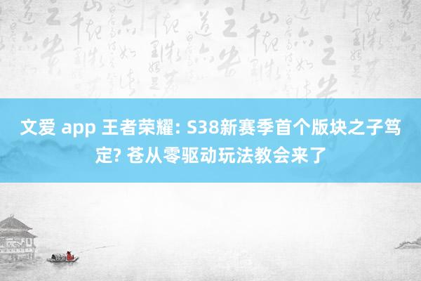 文爱 app 王者荣耀: S38新赛季首个版块之子笃定? 苍从零驱动玩法教会来了