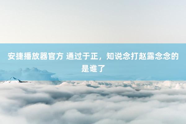 安捷播放器官方 通过于正，知说念打赵露念念的是谁了