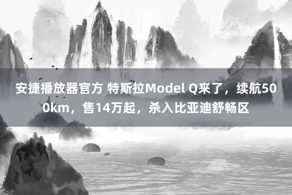 安捷播放器官方 特斯拉Model Q来了，续航500km，售14万起，杀入比亚迪舒畅区